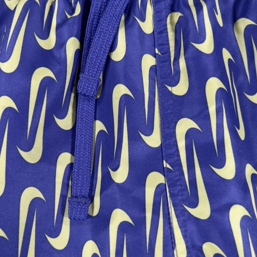 Nike Swim Trunks Shorts Mens Small Blue Geometric Swoosh Lined Pool Beach Ocean